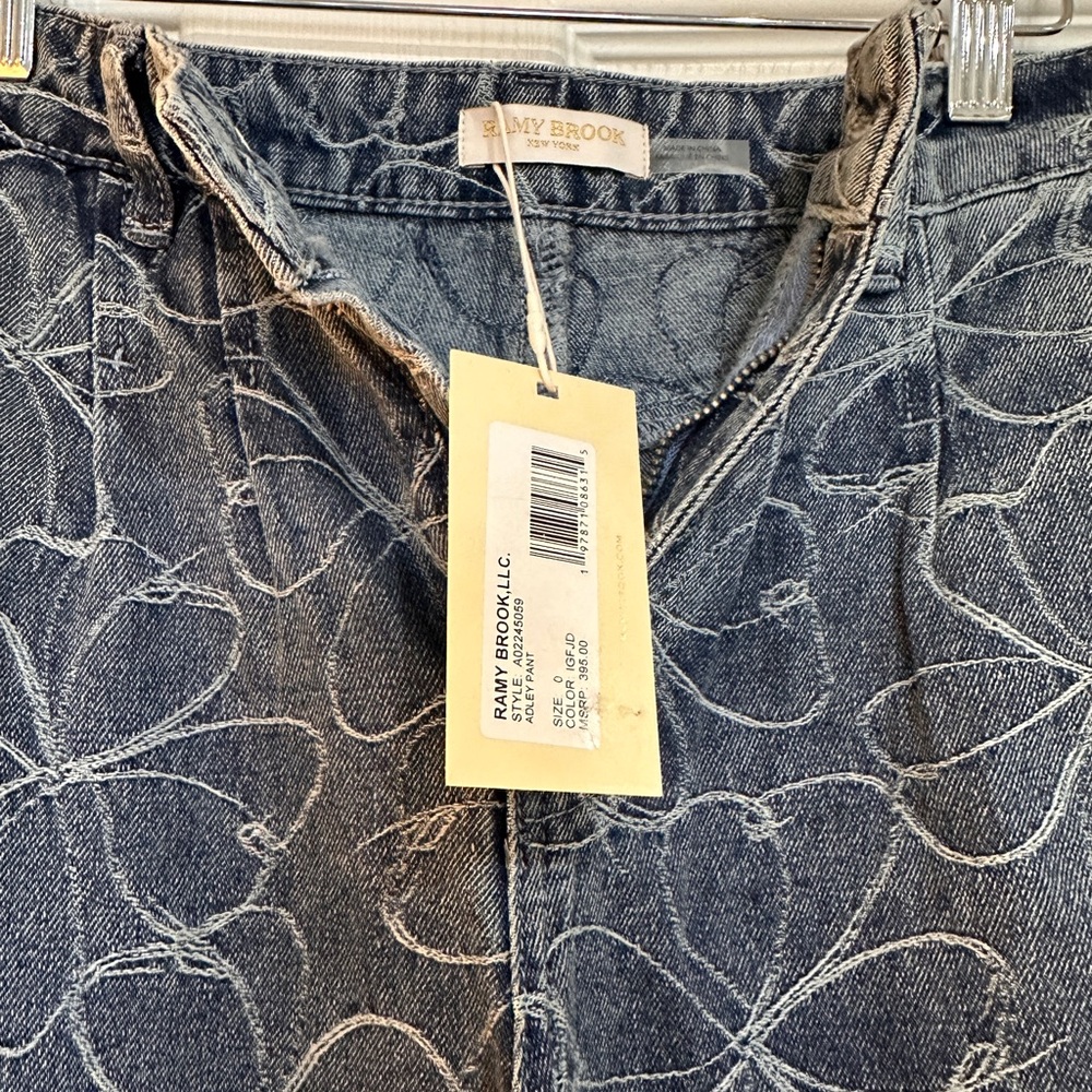 Ramy Brook Blue Floral Wide Leg Jeans